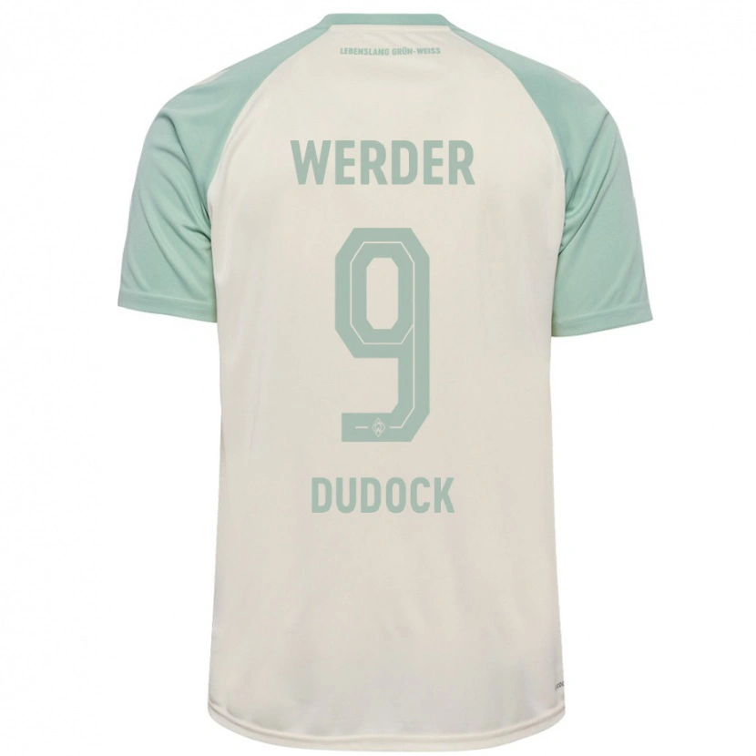 Danxen Herren Joshua Dudock #9 Cremeweiß Hellgrün Auswärtstrikot Trikot 2024/25 T-Shirt