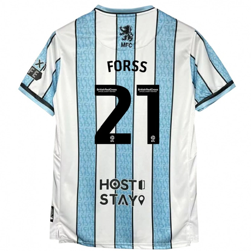 Danxen Herren Marcus Forss #21 Weiß Blau Auswärtstrikot Trikot 2024/25 T-Shirt