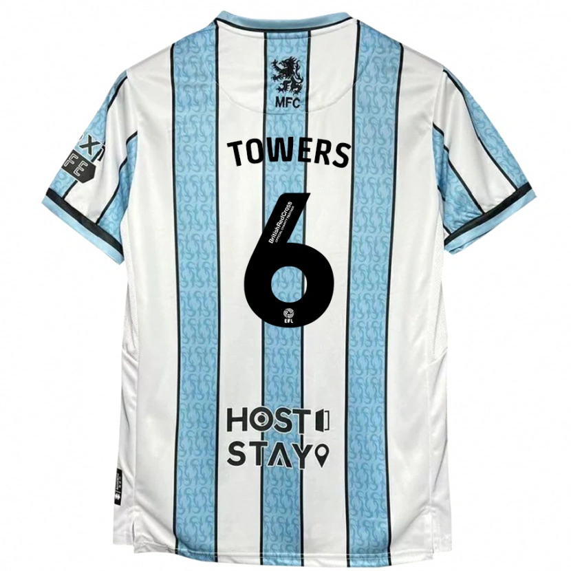 Danxen Herren Abby Towers #6 Weiß Blau Auswärtstrikot Trikot 2024/25 T-Shirt