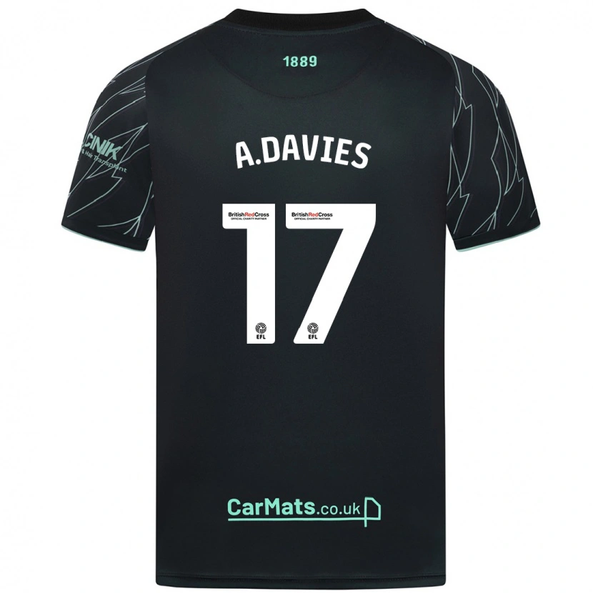 Danxen Herren Adam Davies #17 Schwarz Grün Auswärtstrikot Trikot 2024/25 T-Shirt