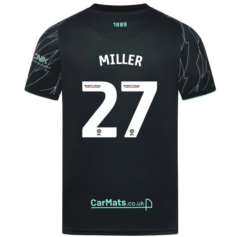 Danxen Herren Lara Miller #27 Schwarz Grün Auswärtstrikot Trikot 2024/25 T-Shirt