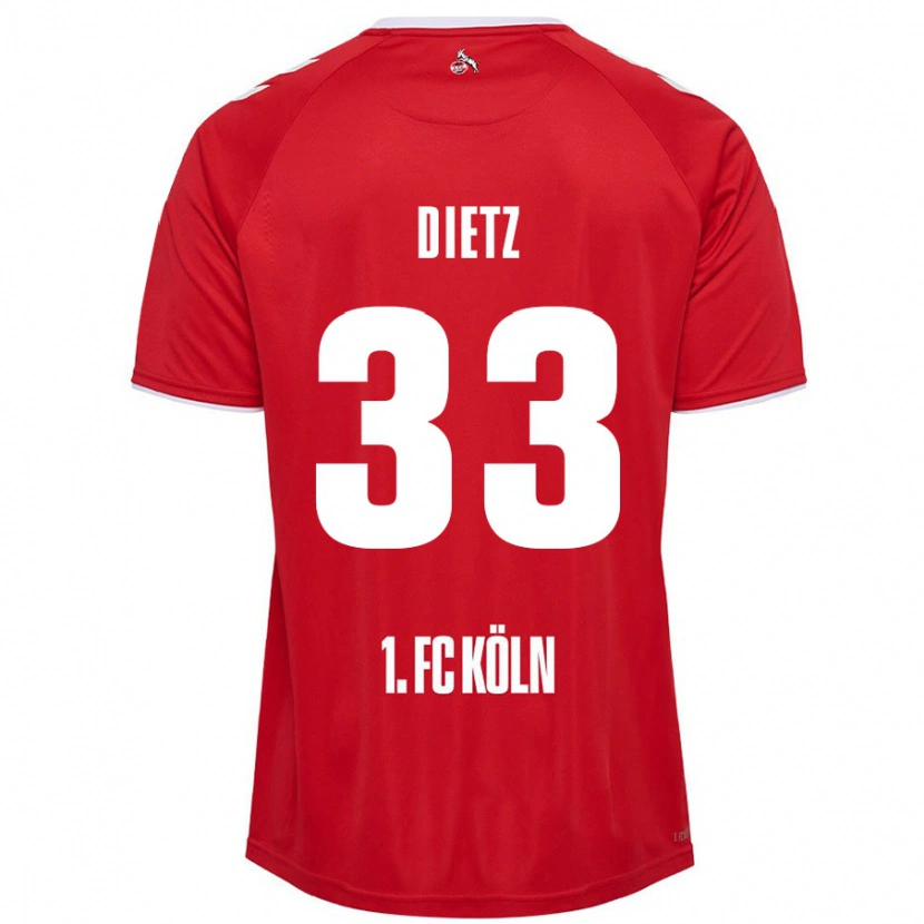 Danxen Herren Florian Dietz #33 Rot Weiß Auswärtstrikot Trikot 2024/25 T-Shirt