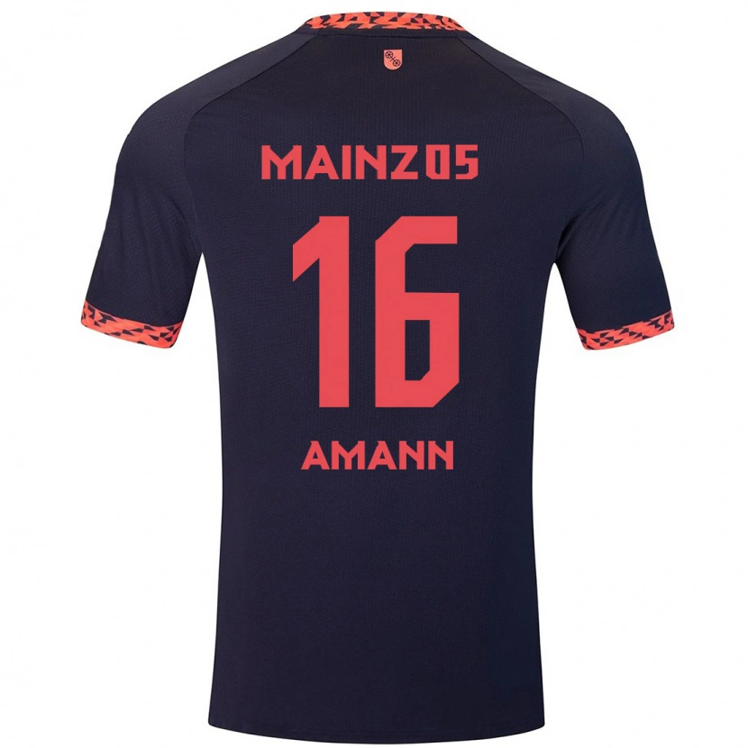 Danxen Herren Jason Amann #16 Blau Korallenrot Auswärtstrikot Trikot 2024/25 T-Shirt
