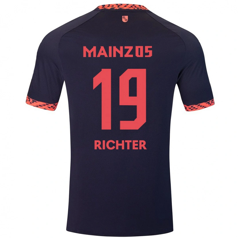 Danxen Herren Marc Richter #19 Blau Korallenrot Auswärtstrikot Trikot 2024/25 T-Shirt