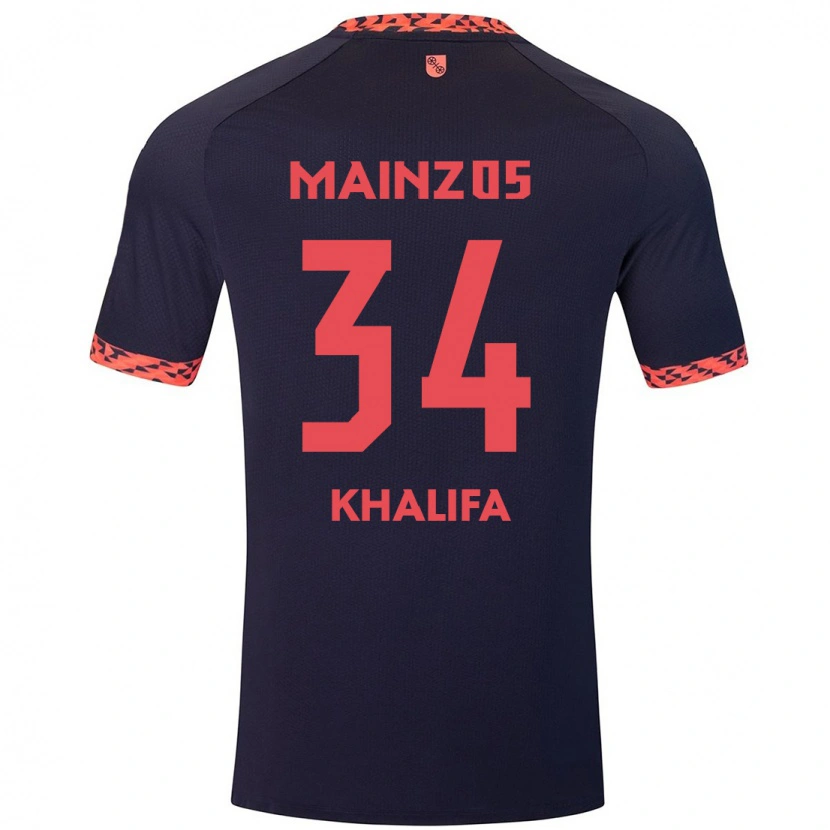 Danxen Herren Sarah Khalifa #34 Blau Korallenrot Auswärtstrikot Trikot 2024/25 T-Shirt