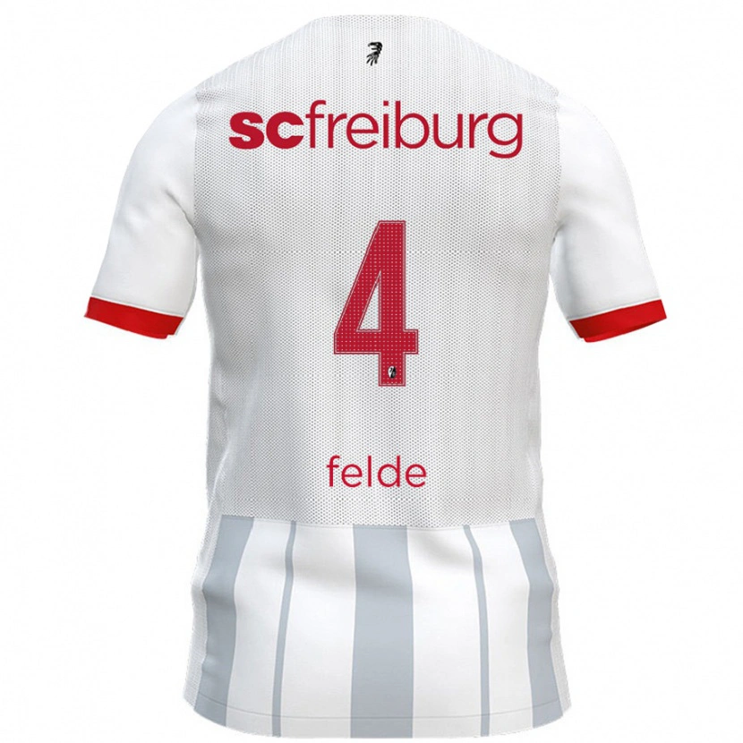 Danxen Herren Meret Felde #4 Weiß Grau Auswärtstrikot Trikot 2024/25 T-Shirt