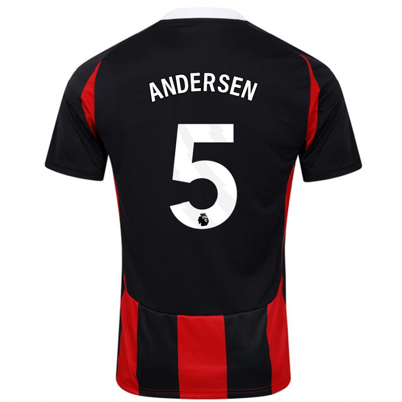 Danxen Herren Joachim Andersen #5 Schwarz Rot Auswärtstrikot Trikot 2024/25 T-Shirt