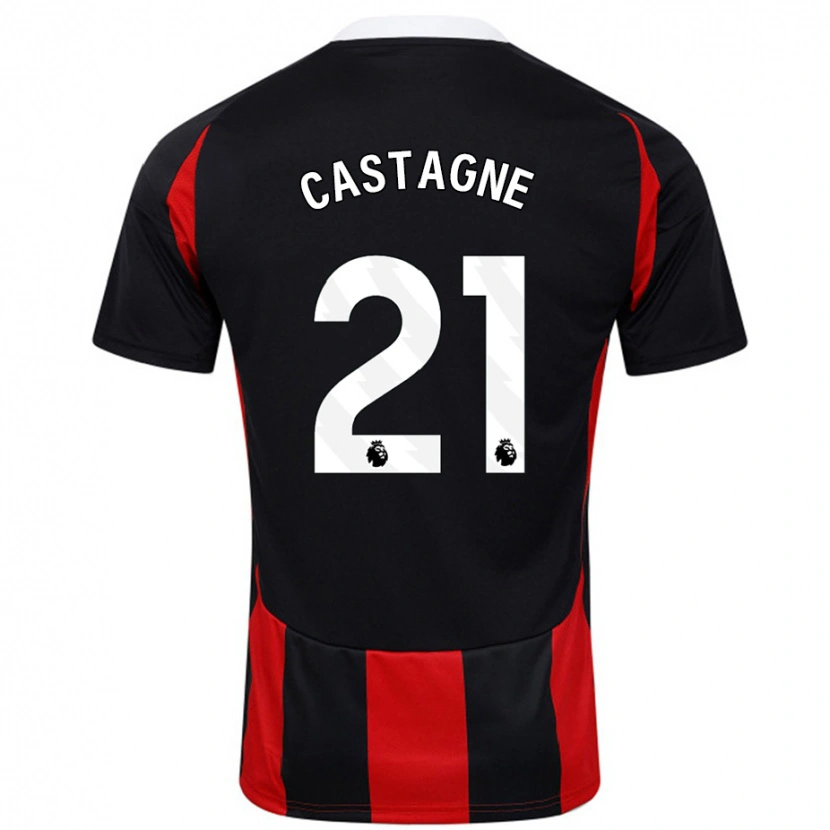 Danxen Herren Timothy Castagne #21 Schwarz Rot Auswärtstrikot Trikot 2024/25 T-Shirt