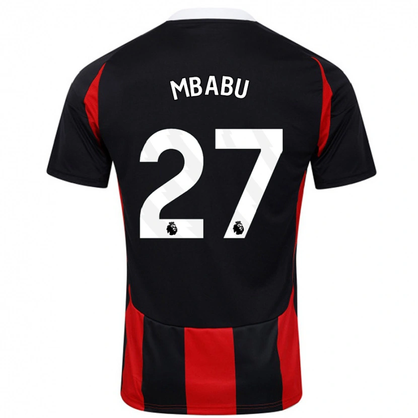 Danxen Herren Kevin Mbabu #27 Schwarz Rot Auswärtstrikot Trikot 2024/25 T-Shirt