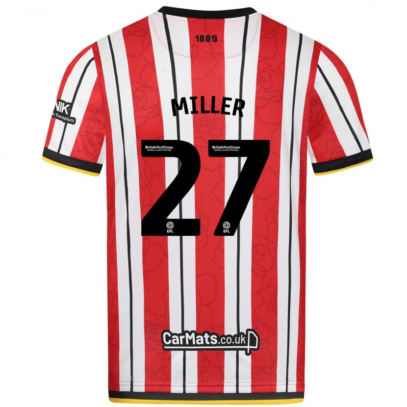 Danxen Damen Lara Miller #27 Rot Weiße Streifen Heimtrikot Trikot 2024/25 T-Shirt