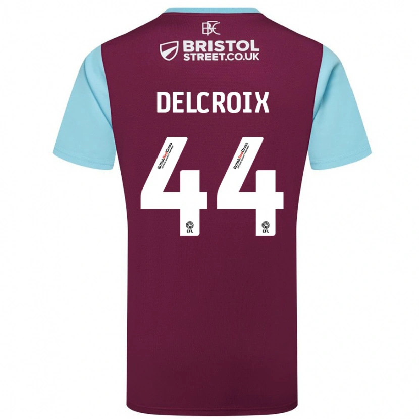 Danxen Damen Hannes Delcroix #44 Burgunderrot Himmelblau Heimtrikot Trikot 2024/25 T-Shirt