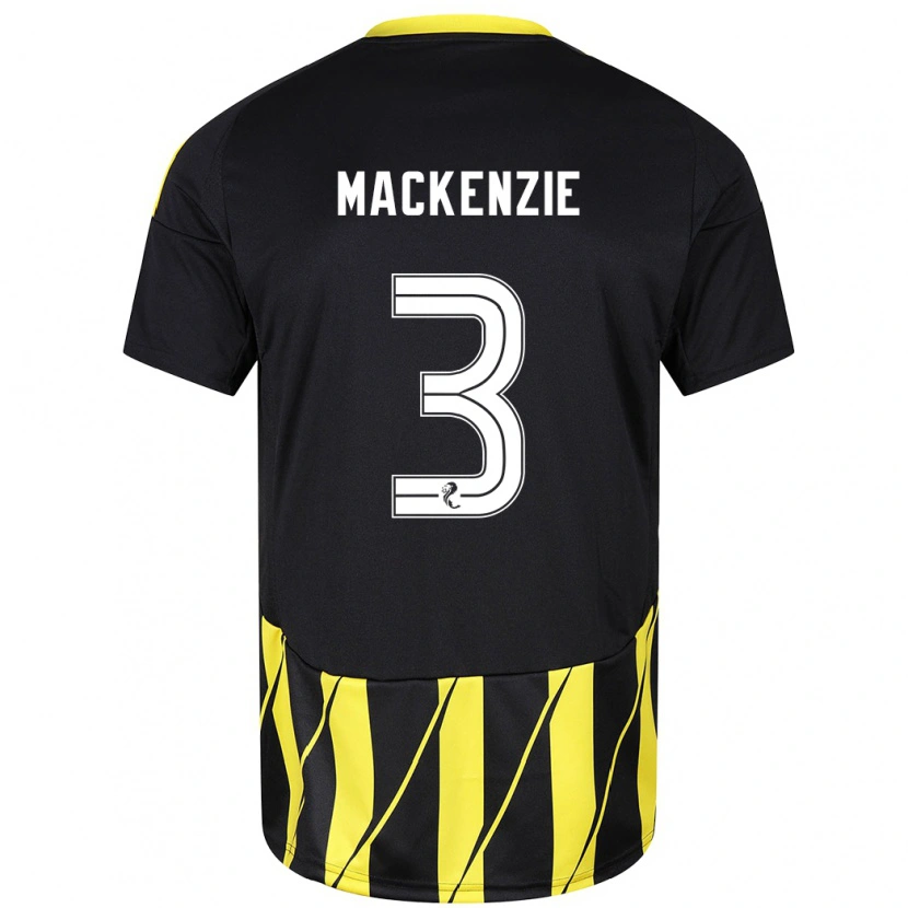 Danxen Damen Jack Mackenzie #3 Schwarz Gelb Auswärtstrikot Trikot 2024/25 T-Shirt