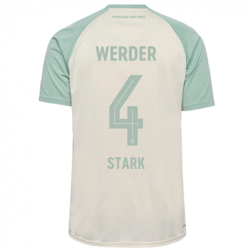 Danxen Damen Niklas Stark #4 Cremeweiß Hellgrün Auswärtstrikot Trikot 2024/25 T-Shirt
