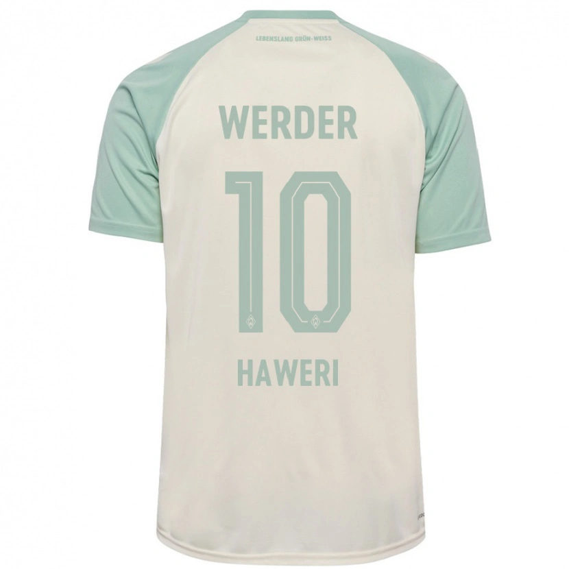 Danxen Damen Adrian Haweri #10 Cremeweiß Hellgrün Auswärtstrikot Trikot 2024/25 T-Shirt
