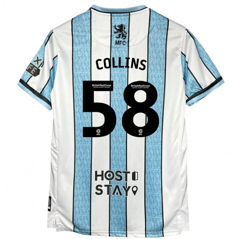 Danxen Damen Sam Collins #58 Weiß Blau Auswärtstrikot Trikot 2024/25 T-Shirt