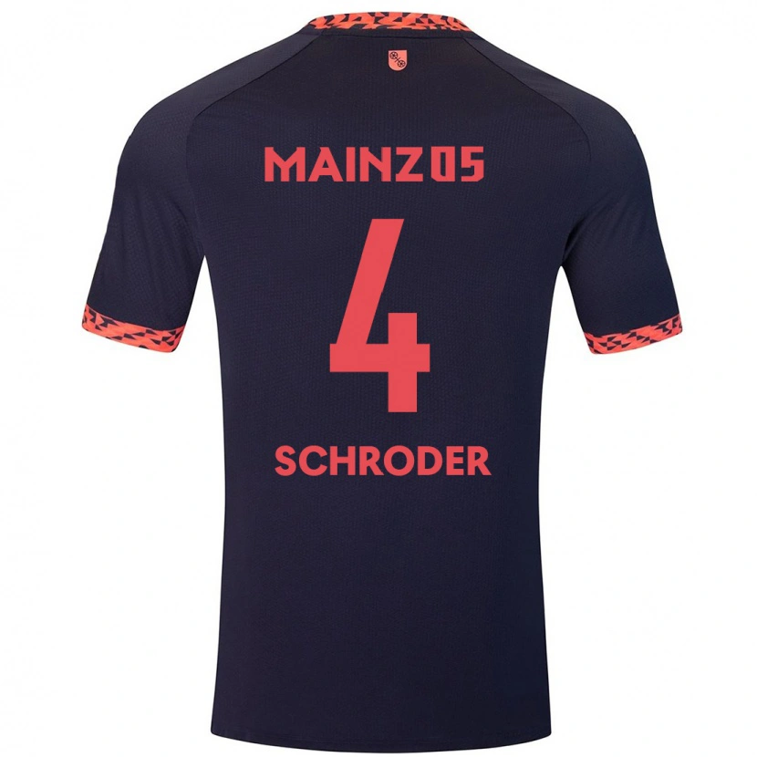Danxen Damen Lara Schröder #4 Blau Korallenrot Auswärtstrikot Trikot 2024/25 T-Shirt