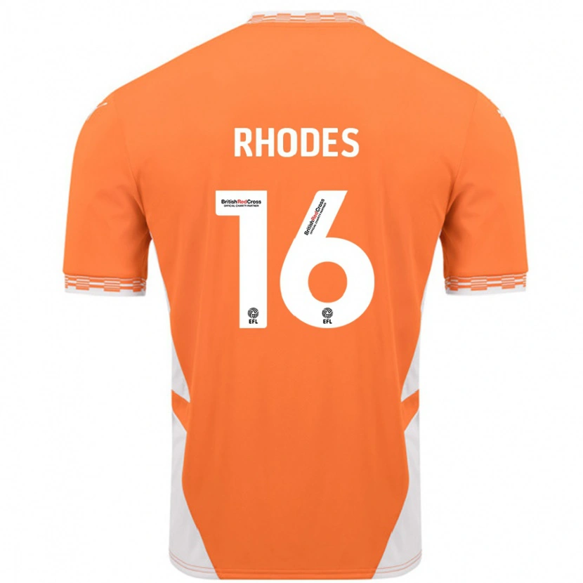 Danxen Kinder Jordan Rhodes #16 Orange Weiß Heimtrikot Trikot 2024/25 T-Shirt