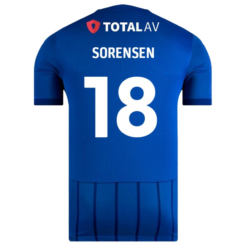 Danxen Kinder Elias Sørensen #18 Blau Heimtrikot Trikot 2024/25 T-Shirt