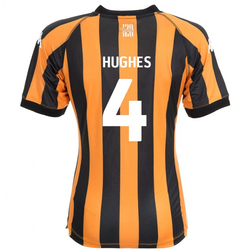 Danxen Kinder Charlie Hughes #4 Schwarz Bernstein Heimtrikot Trikot 2024/25 T-Shirt