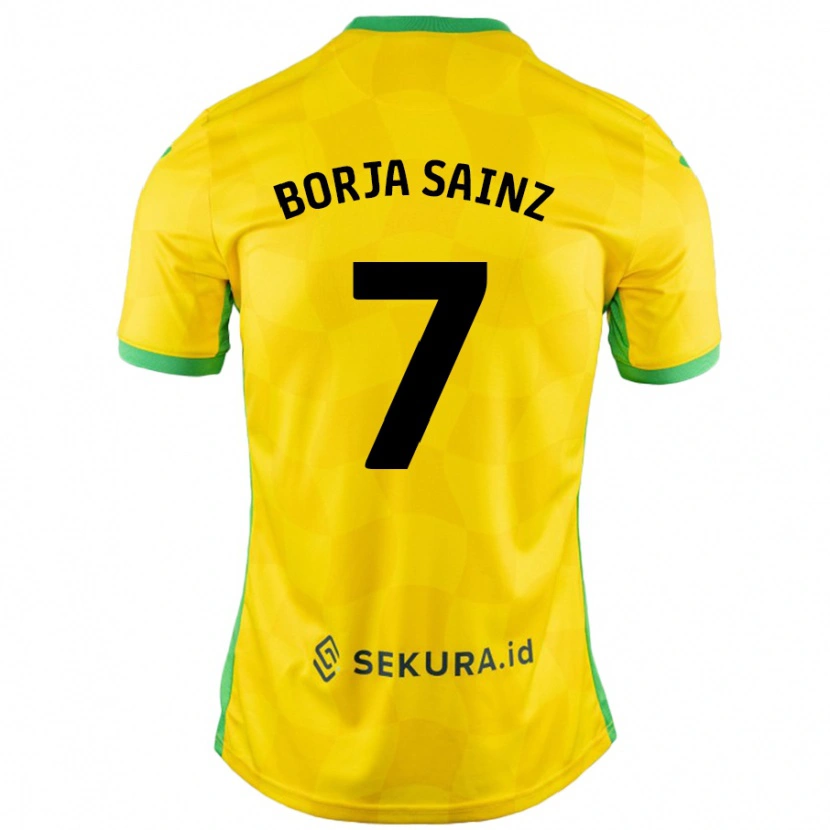 Danxen Kinder Borja Sainz #7 Gelb Grün Heimtrikot Trikot 2024/25 T-Shirt