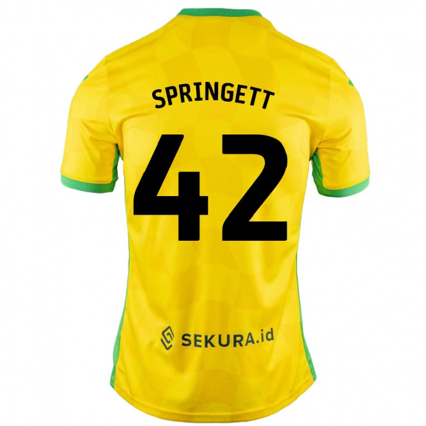 Danxen Kinder Tony Springett #42 Gelb Grün Heimtrikot Trikot 2024/25 T-Shirt