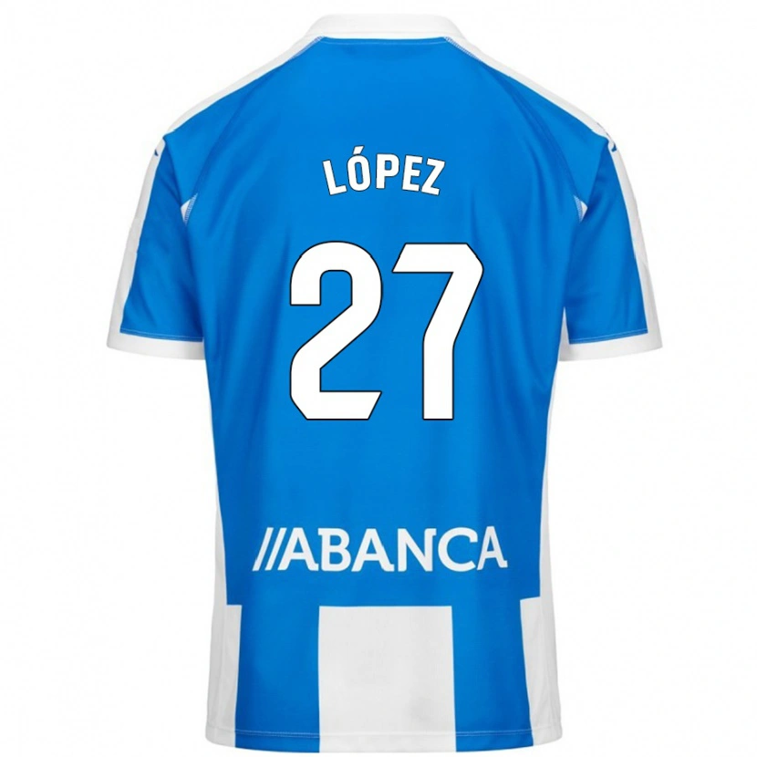 Danxen Kinder Rubén López #27 Blau Weiß Heimtrikot Trikot 2024/25 T-Shirt