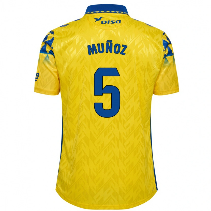 Danxen Kinder Javi Muñoz #5 Gelb Blau Heimtrikot Trikot 2024/25 T-Shirt