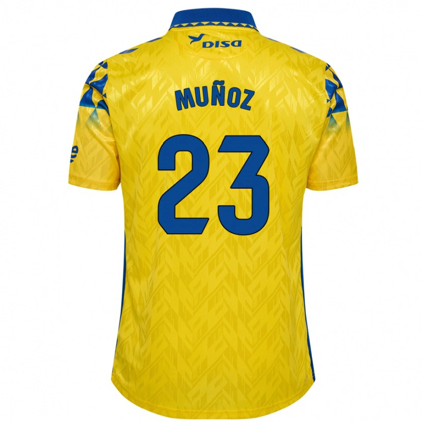 Danxen Kinder Álex Muñoz #23 Gelb Blau Heimtrikot Trikot 2024/25 T-Shirt