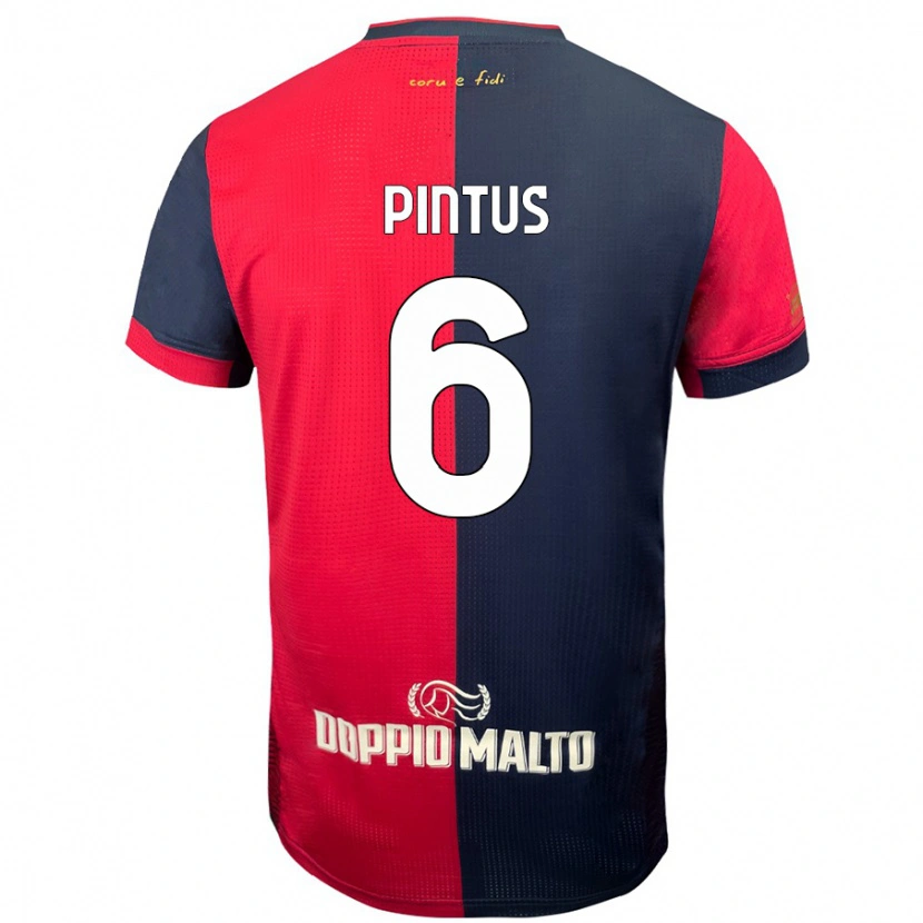 Danxen Kinder Nicola Pintus #6 Rot Dunkleres Blau Heimtrikot Trikot 2024/25 T-Shirt