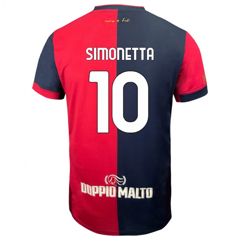 Danxen Kinder Jacopo Simonetta #10 Rot Dunkleres Blau Heimtrikot Trikot 2024/25 T-Shirt