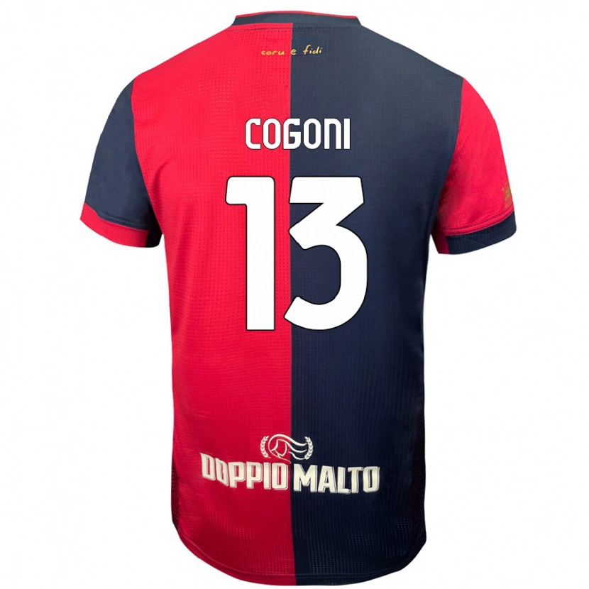 Danxen Kinder Andrea Cogoni #13 Rot Dunkleres Blau Heimtrikot Trikot 2024/25 T-Shirt