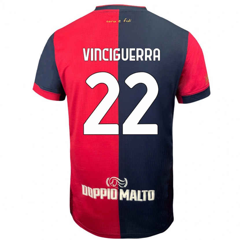 Danxen Kinder Alessandro Vinciguerra #22 Rot Dunkleres Blau Heimtrikot Trikot 2024/25 T-Shirt
