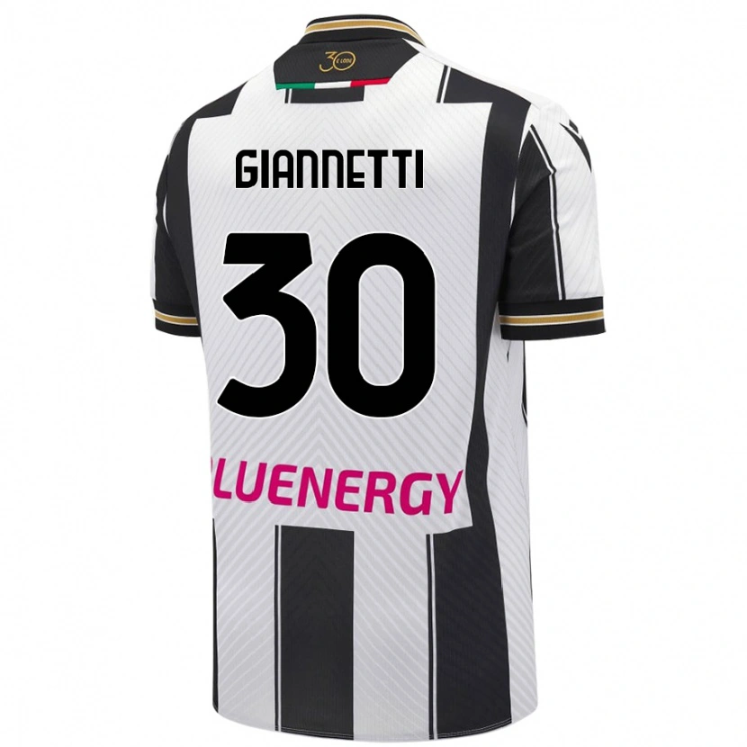 Danxen Kinder Lautaro Giannetti #30 Weiß Schwarz Heimtrikot Trikot 2024/25 T-Shirt