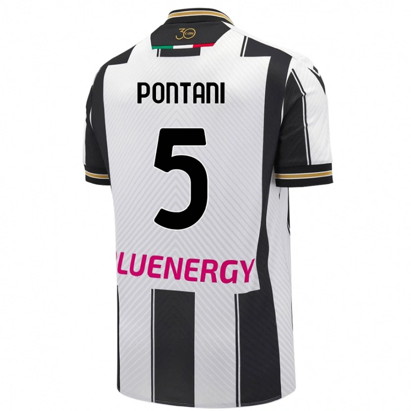 Danxen Kinder Leonardo Pontani #5 Weiß Schwarz Heimtrikot Trikot 2024/25 T-Shirt
