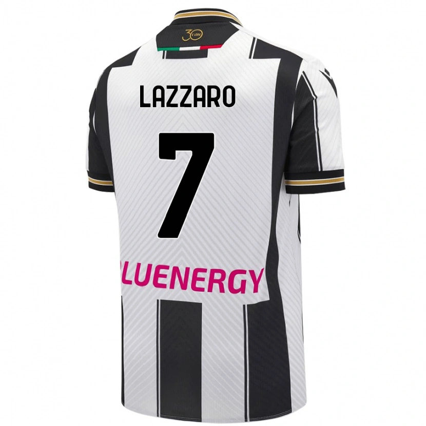 Danxen Kinder Davide Lazzaro #7 Weiß Schwarz Heimtrikot Trikot 2024/25 T-Shirt