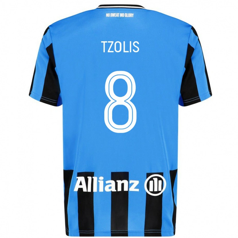 Danxen Kinder Christos Tzolis #8 Himmelblau Schwarz Heimtrikot Trikot 2024/25 T-Shirt