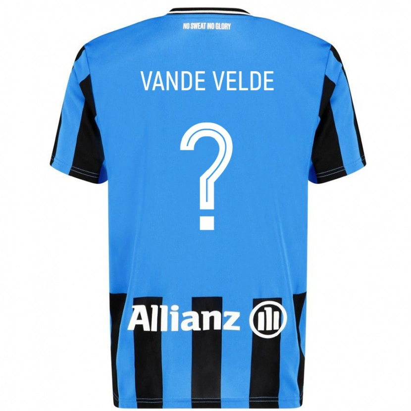 Danxen Kinder Chloé Vande Velde #0 Himmelblau Schwarz Heimtrikot Trikot 2024/25 T-Shirt