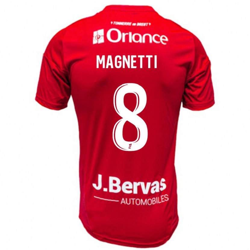 Danxen Kinder Hugo Magnetti #8 Rot Weiß Heimtrikot Trikot 2024/25 T-Shirt
