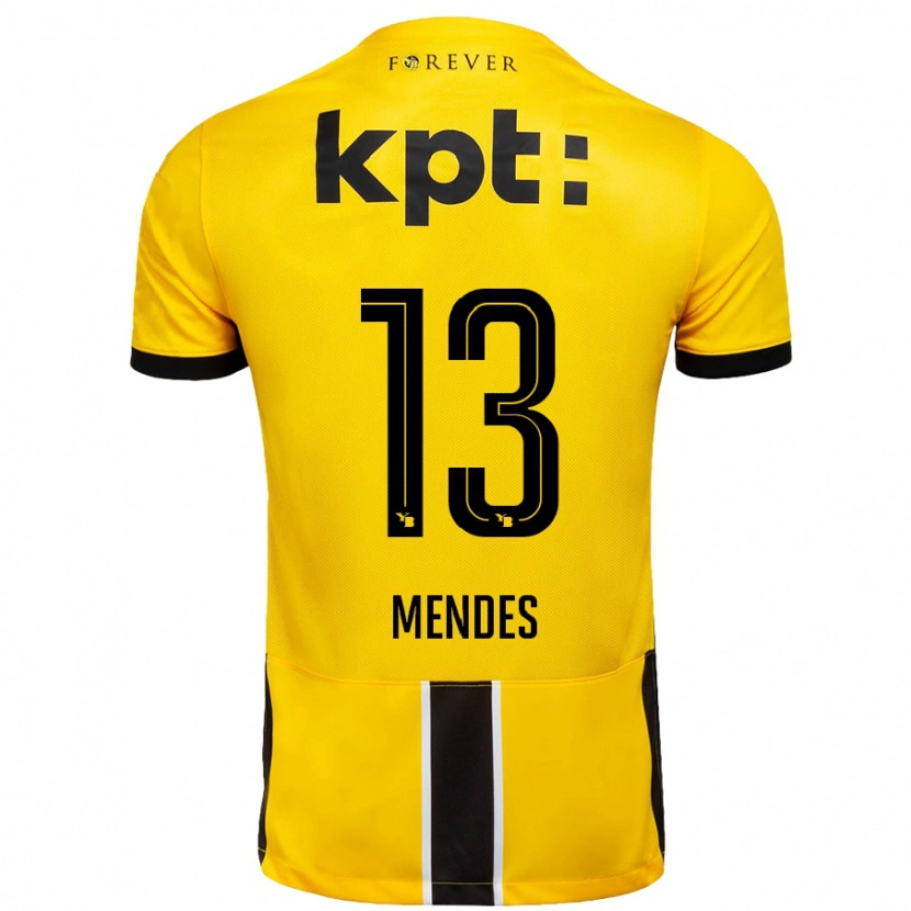 Danxen Kinder Daniel Mendes #13 Gelb Schwarz Heimtrikot Trikot 2024/25 T-Shirt