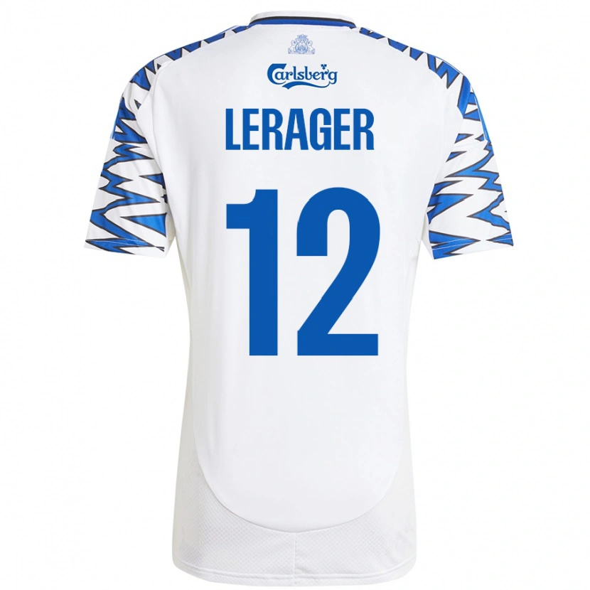 Danxen Kinder Lukas Lerager #12 Weiß Himmelblau Heimtrikot Trikot 2024/25 T-Shirt