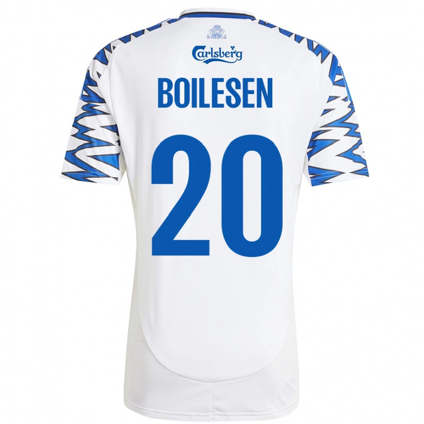 Danxen Kinder Nicolai Boilesen #20 Weiß Himmelblau Heimtrikot Trikot 2024/25 T-Shirt