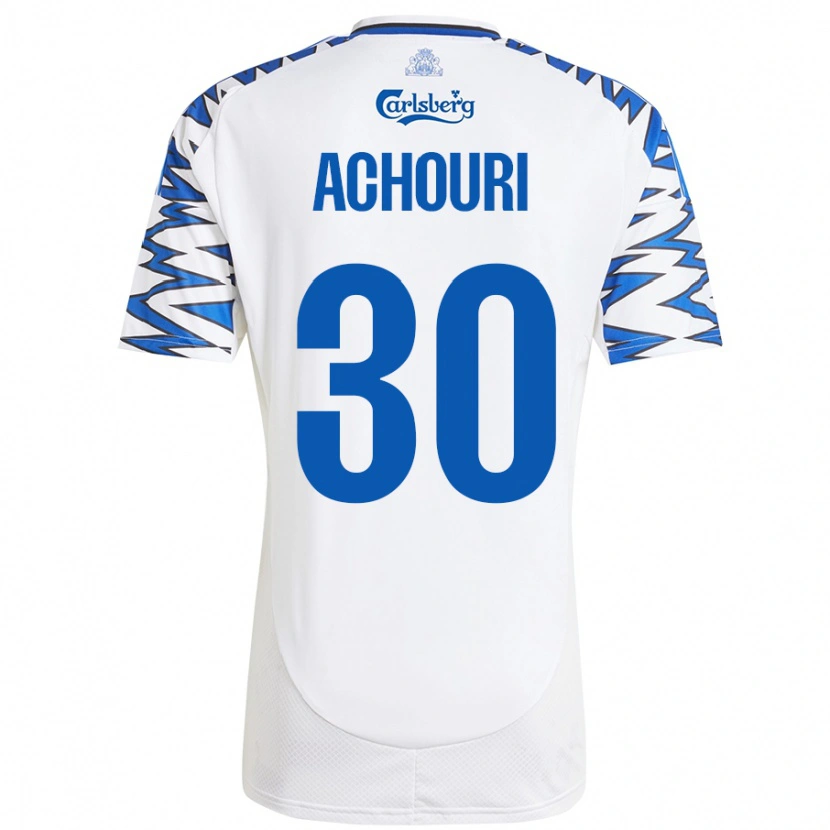 Danxen Kinder Elias Achouri #30 Weiß Himmelblau Heimtrikot Trikot 2024/25 T-Shirt