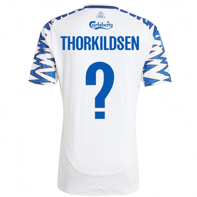 Danxen Kinder Elias Thorkildsen #0 Weiß Himmelblau Heimtrikot Trikot 2024/25 T-Shirt