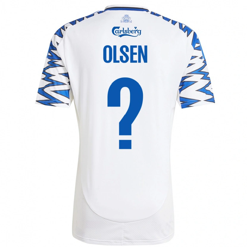 Danxen Kinder Gunnar Olsen #0 Weiß Himmelblau Heimtrikot Trikot 2024/25 T-Shirt
