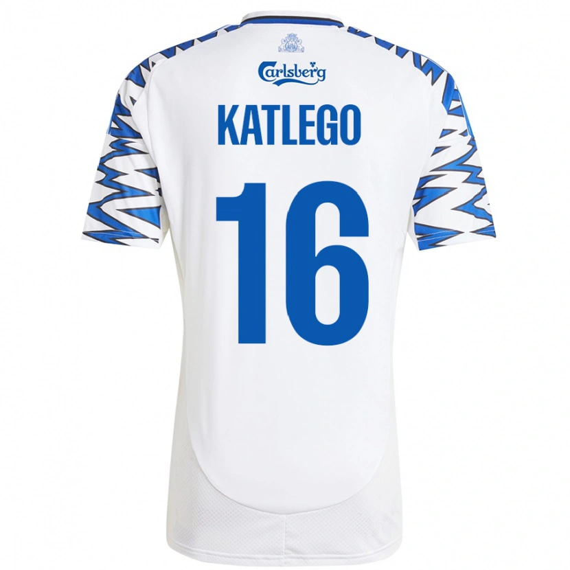 Danxen Kinder David Katlego #16 Weiß Himmelblau Heimtrikot Trikot 2024/25 T-Shirt