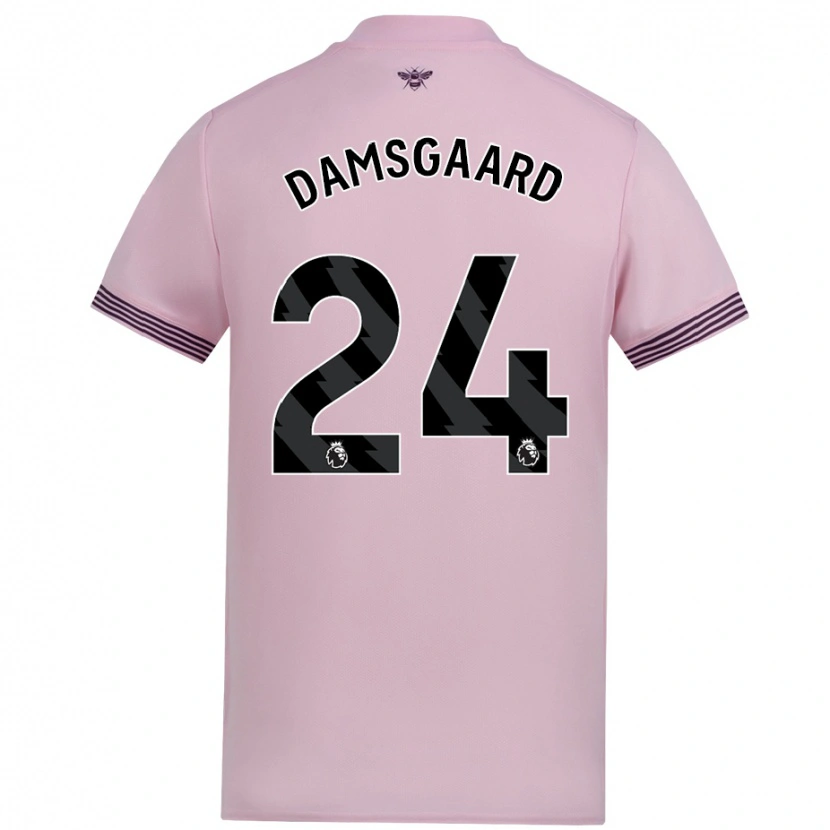 Danxen Kinder Mikkel Damsgaard #24 Rosa Auswärtstrikot Trikot 2024/25 T-Shirt