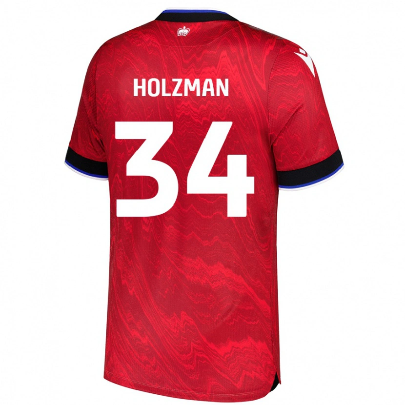 Danxen Kinder Louie Holzman #34 Rot Schwarz Auswärtstrikot Trikot 2024/25 T-Shirt