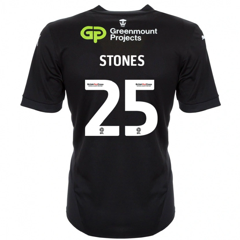 Danxen Kinder Josh Stones #25 Schwarz Auswärtstrikot Trikot 2024/25 T-Shirt