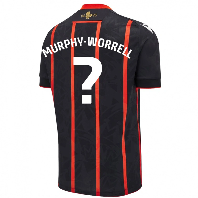 Danxen Kinder Paul Murphy-Worrell #0 Schwarz Rot Auswärtstrikot Trikot 2024/25 T-Shirt