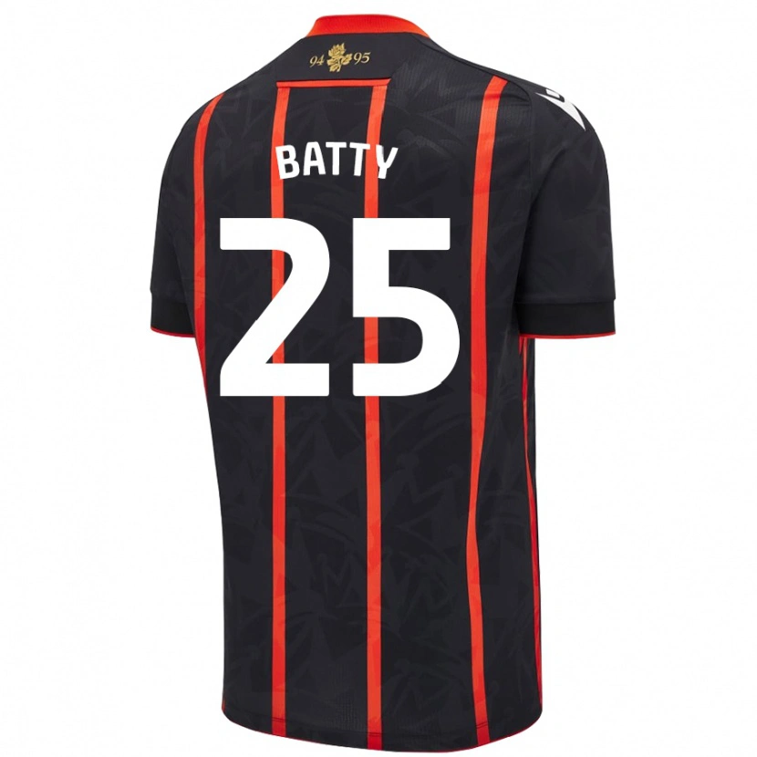 Danxen Kinder Jake Batty #25 Schwarz Rot Auswärtstrikot Trikot 2024/25 T-Shirt